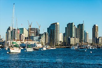 Small boat harbor, before San Diego skyline