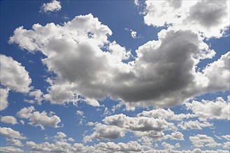 Cloud formation, blue sky with low clouds