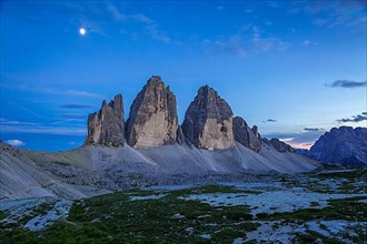 View of the Three Peaks at night, Dolomites