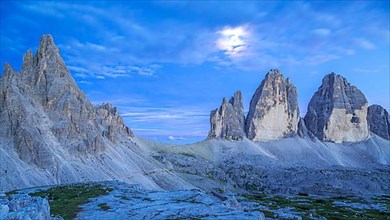 View of the Three Peaks and the Paternkofel massif at night, Dolomites