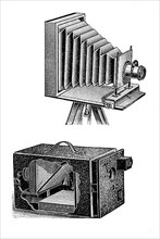 A traveller's camera and a snapshot camera with magazine,1881
