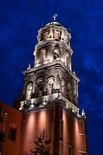 Templo de San Francisco at night, Unesco site Queretaro