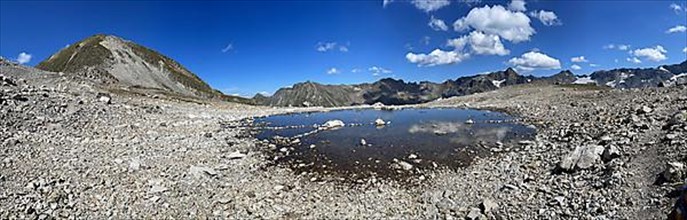 Mountain lake in scree, Fuorcla Radoent