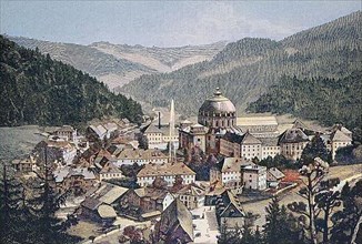 View of St. Blasien with the monastery and the cathedral of St. Blasius in the Black Forest, Germany