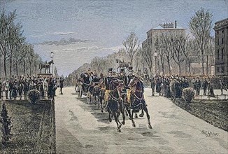 Arrival of Queen Victoria from England by carriage in Charlottenburg, Germany