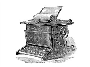 Typewriter from 1880, digitally restored reproduction of an original from the 19th century
