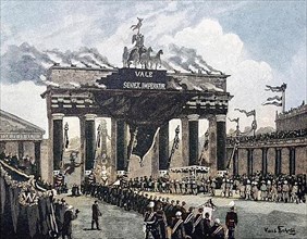 A funeral procession at the Brandenburg Gate, Berlin