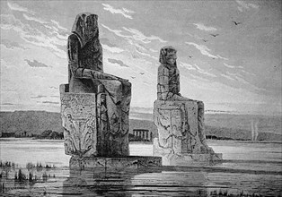 The Columns of Memnon at Thebes in Flood,1880