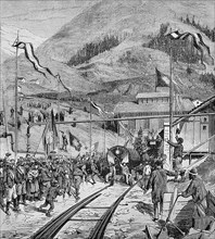 The Gotthard Tunnel, Celebrating the Arrival of the First Train at Airolo