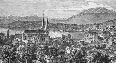View of Lucerne in 1879, Switzerland