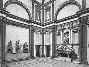The Sacristy in the Church of San Lorenzo in Florence in 1880, Italy