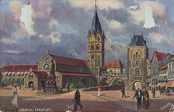 Karlsplatz and Luther Monument in Eisenach, Thuringia