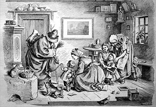 On the Eve of Christmas, Knecht Ruprecht Visits the Family and the Children