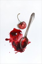 Cherry jam with spoon, cherry