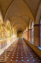 Monte Oliveto Maggiore Abbey, vaulted cloister with fresco scenes