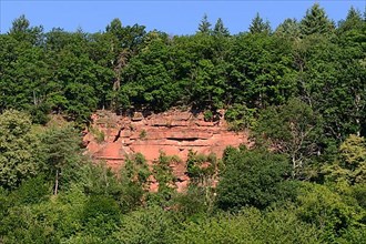 Red sandstone rock near Wertheim, Germany