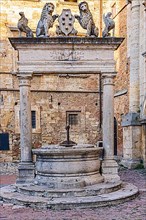 Historic fountain in Piazza Grande, Montepulciano
