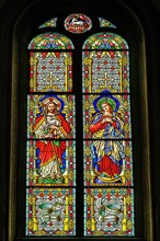 Colourful church window from 1891, Kath. parish church