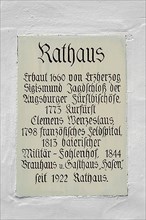 Info sign at the town hall, Hindelang