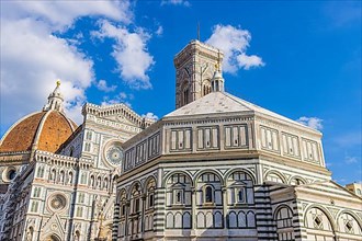 Florence Cathedral with dome, campanile and coloured marble facade