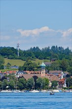 View of the village with St. Nicholas Church, Allensbach