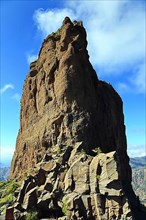 Roque Bentayga is a striking rock formation on the island of Gran Canaria. Tejeda, Las Palmas