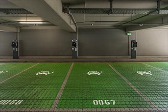 Charging points for electric cars in a parking garage, Bavaria