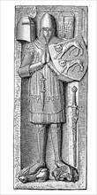 Knightly monument of a Hohenlohe, stone sculpture of a grave from the 13th century