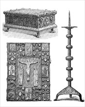 Liturgical devices of the Middle Ages, on the right an altar candlestick