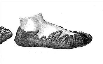 Shoe made of one piece of leather, culture in the Migration Period was a time of widespread migration within or to Europe in the middle of the first millennium AD