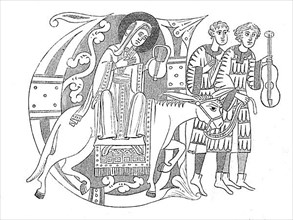 Saint Pelagia is depicted as a travelling woman, a 12th century German Pelagia