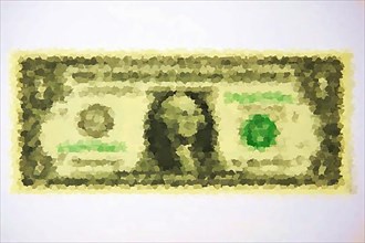 A dollar note graphically altered or spotted,