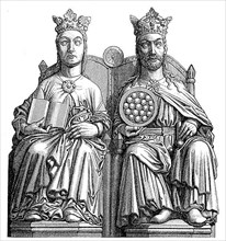 The 13th century statues of Emperor Otto I and his wife Editha in Magdeburg Cathedral, Germany