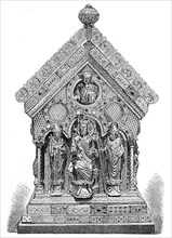The Emperor between two bishops at the gable end of the silver choir, shrine containing the bones of Charlemagne