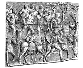 The Germanic Bodyguard of Trajan, relief on Trajan's Victory Column in Rome