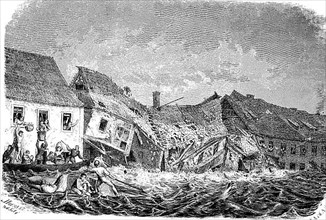 Streets in Glauchau during the flood, Saxony