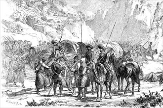 Scene from the Russian-Circassian War, The Caucasian War from 1817 to 1864 was an invasion of the Caucasus by the Russian Empire that led to the annexation of the territories of the North Caucasus by ...