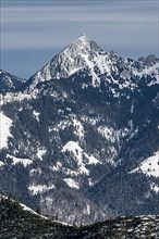 Summit of Wendelstein with transmitting antenna, mountains in winter