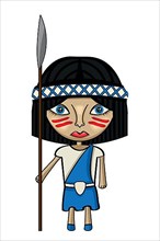 Vector illustration of a female warrior, amazon holding a spear