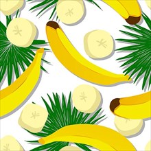 Seamless vector pattern design with bananas over white background,