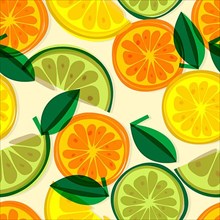 Vector bright background with lemon, grapefruit and orange slices. Seamless fresh pattern
