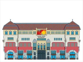 Cultural Palace of Tirgu Mures, Romania. Vector illustration