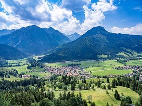 View from the pulpit on the Jochpass with a view of Bad Oberdorf, Allgaeu