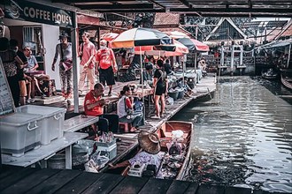 Boats at the floating market in Bangkok, Thailand