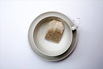 Tea bag in an empty cup,