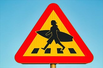 Triangular traffic sign, Caution surfer