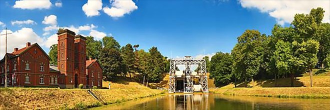 Hystorical boat lift on the Canal du Centre is inscribed on the UNESCO World Heritage List. Houdeng-Goegnies, Houdeng-Aimeries