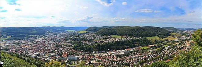 Aerial panorama of Albstadt. Zollernalbkreis, Tuebingen