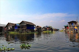 The stilt houses at Inle Lake. Myanmar,