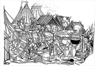 The camp life of the Landsknecht, foot soldier in the 15th century